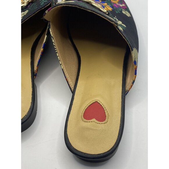 FY Zoe Miriam Silk Embroidery Size 260Cm US 9.5 Sheepskin Vero Cuoio Flat Mules - Picture 7 of 10